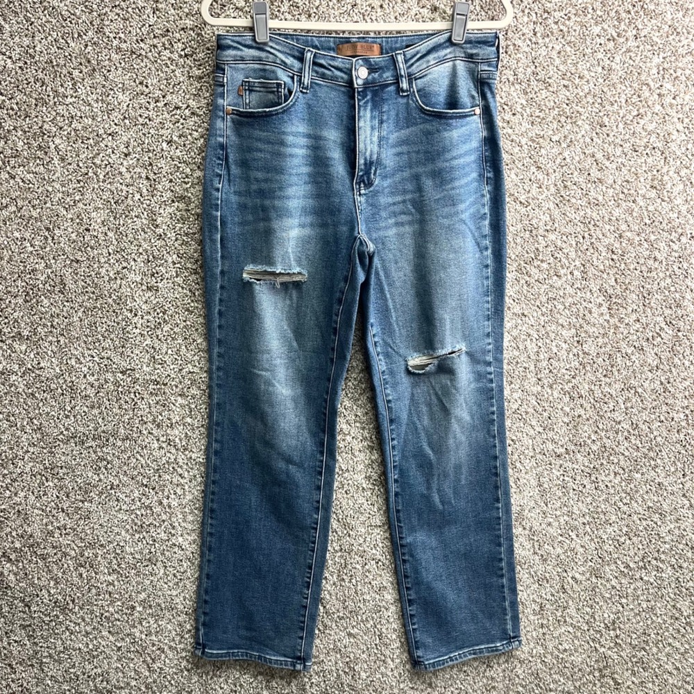 Judy‎ Blue Jeans Women's 11/30 Mid-Rise Distressed Dad